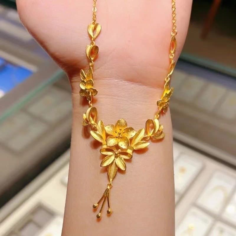 ゴールドアクセサリー レディース 優美な花かごネックレス