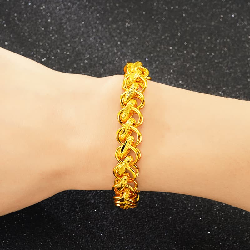 ゴールドアクセサリー メンズ 編み込み風デザインブレスレット