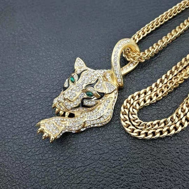 ゴールドアクセサリー 虎 ネックレス タイガー ジルコニア ペンダント ジュエリー