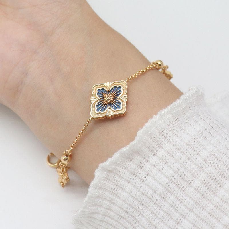 ゴールドアクセサリー レディース 上品な四角モチーフブレスレット
