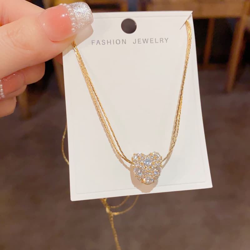 ゴールドアクセサリー レディース きらめき ハート ネックレス