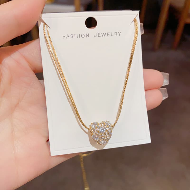 ゴールドアクセサリー レディース きらめき ハート ネックレス