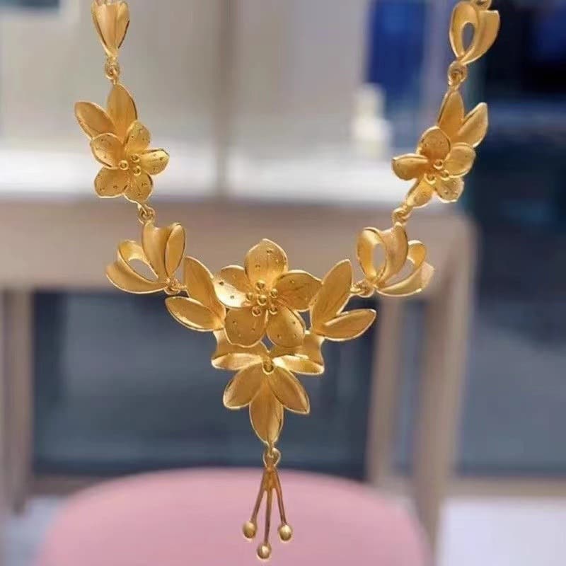 ゴールドアクセサリー レディース 優美な花かごネックレス