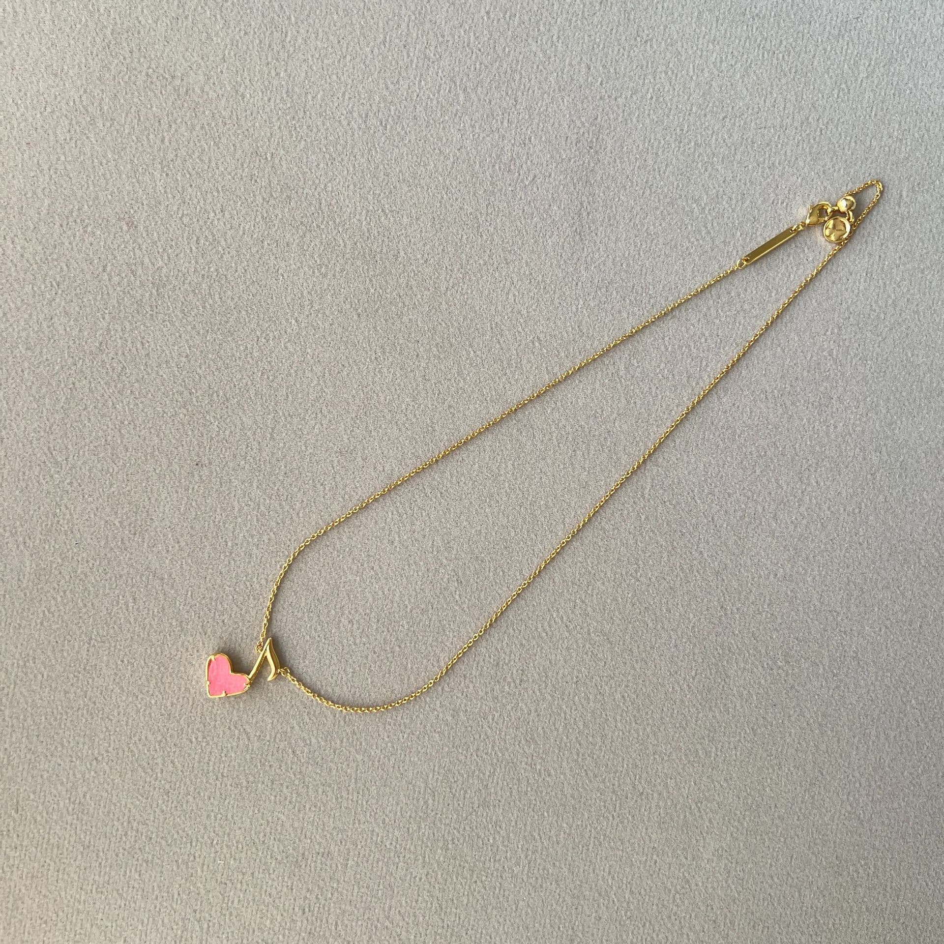 ゴールドアクセサリー レディース ピンクハートペンダントネックレス