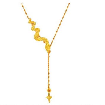 ゴールドアクセサリー レディース うねる蛇と星のしずくネックレス