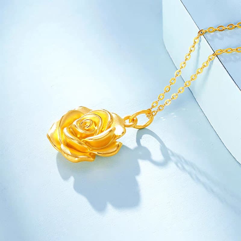 ゴールドアクセサリー レディース 可憐な薔薇モチーフネックレス