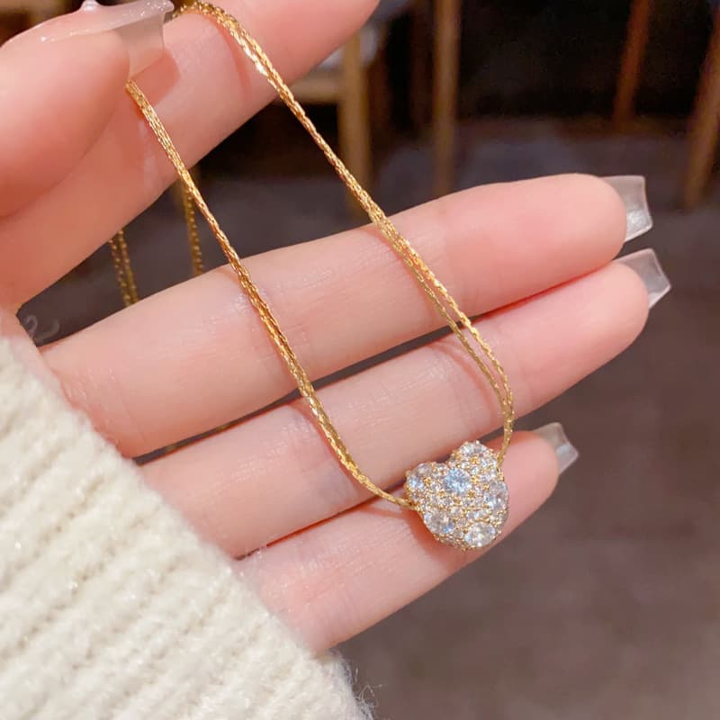 ゴールドアクセサリー レディース きらめき ハート ネックレス