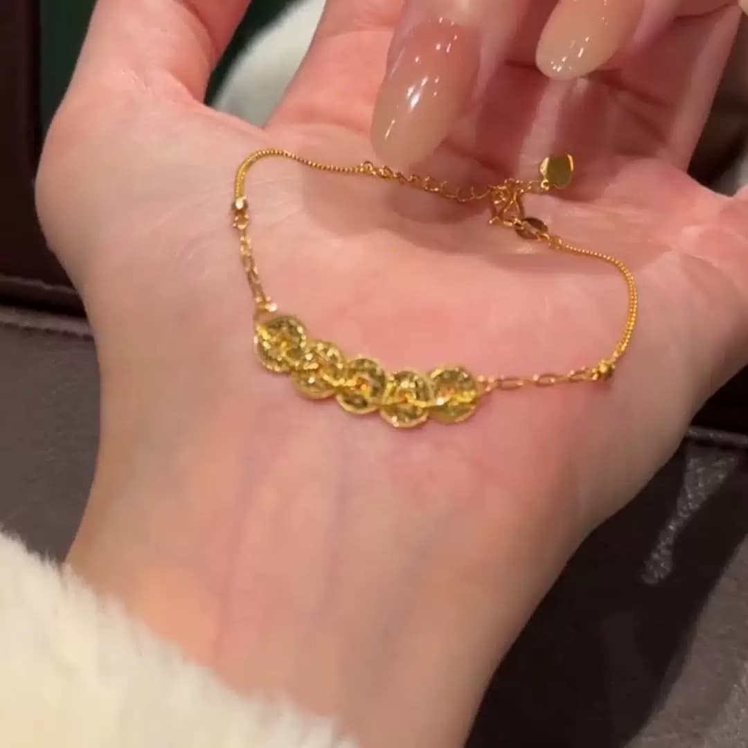 ゴールドアクセサリー レディース コインモチーフネックレス＆ブレスレット