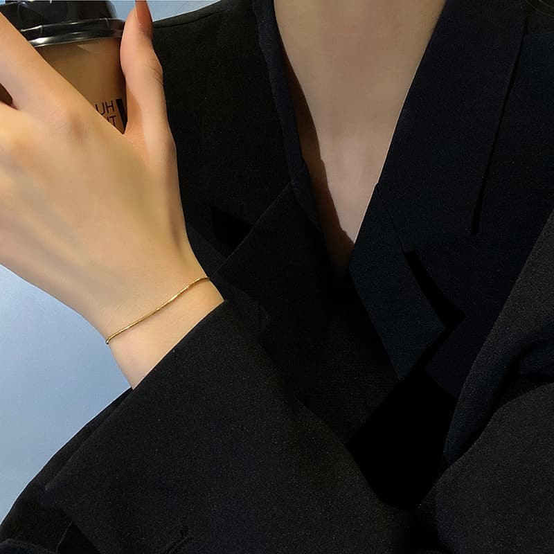 ゴールドアクセサリー レディース スレンダー チェーン ブレスレット