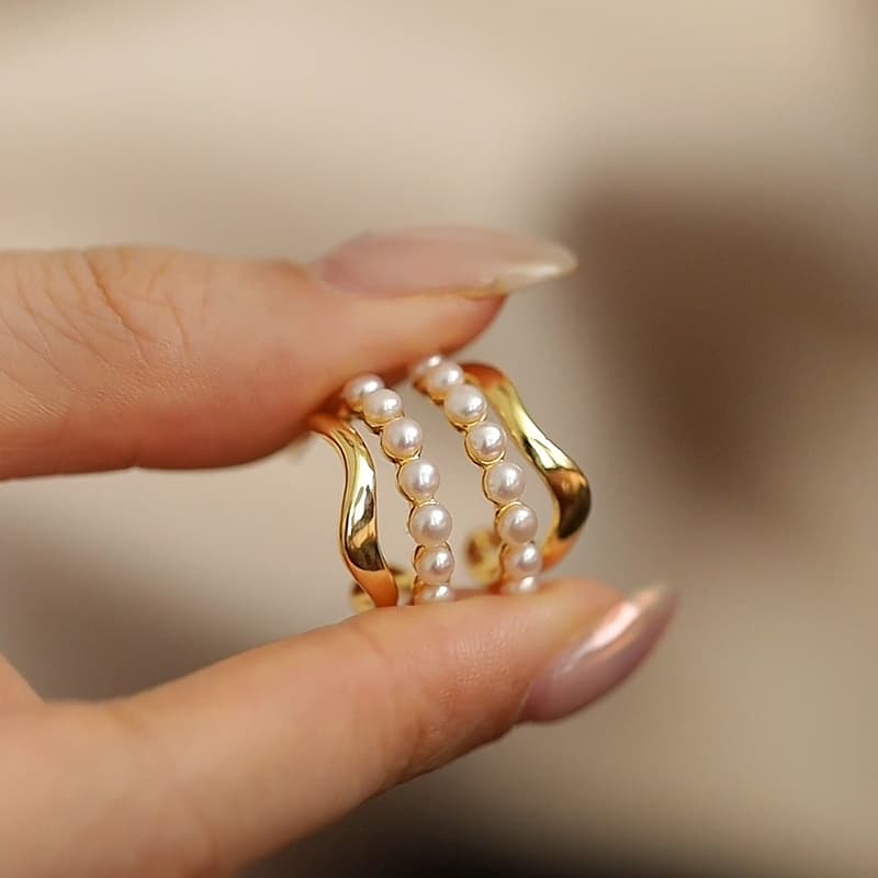 ゴールドアクセサリー レディース 真珠付きフープピアス