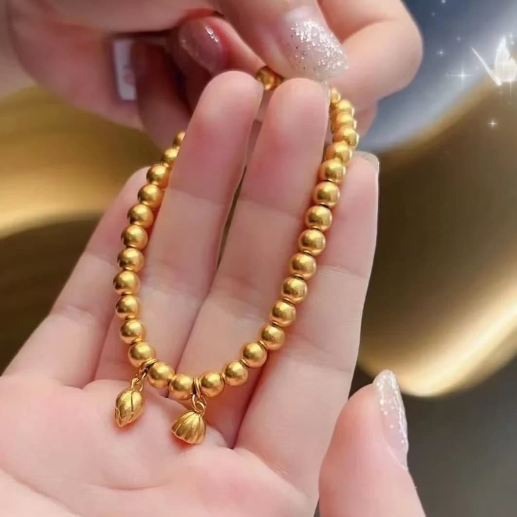ゴールドアクセサリー レディース 華奢なダブルチェーンブレスレット
