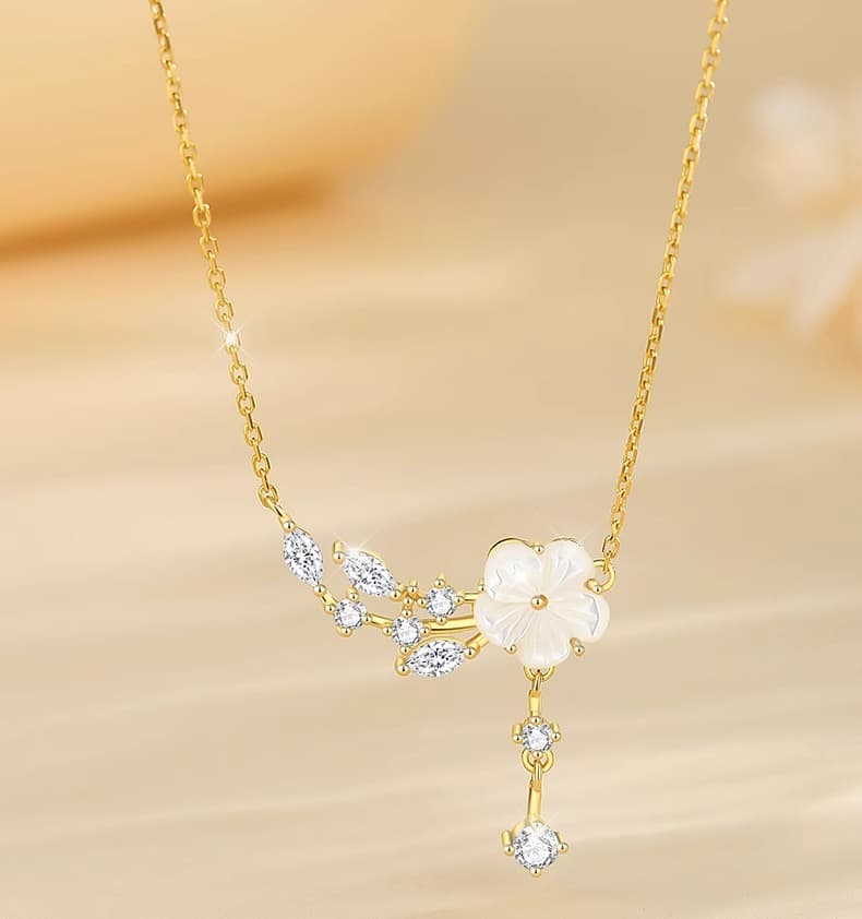 ゴールドアクセサリー レディース 花咲くしずく モチーフネックレス