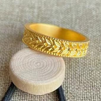 ゴールドアクセサリー メンズ 麦の穂デザインリング