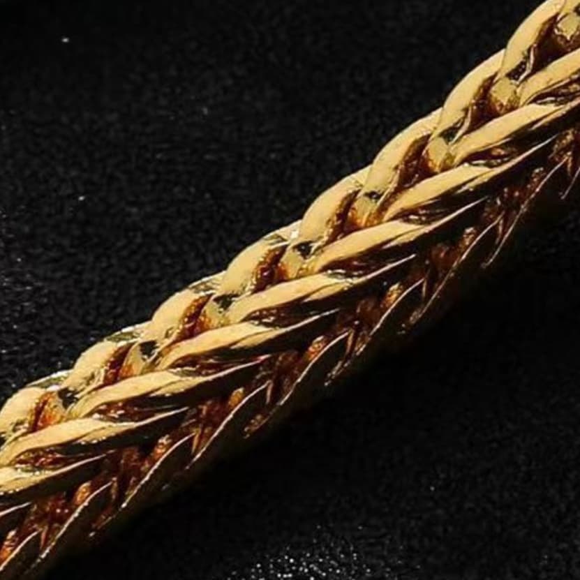 ゴールドアクセサリー メンズ 編込みチェーン細身ブレスレット