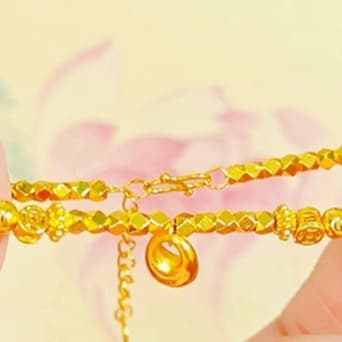 ゴールドアクセサリー レディース 華やか細工チェーン調節式ブレスレット
