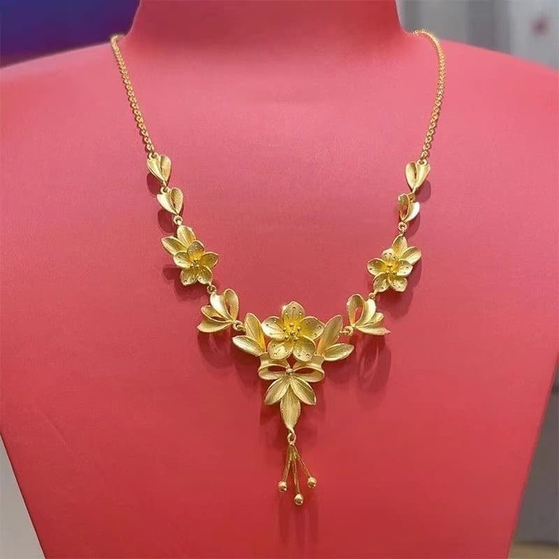ゴールドアクセサリー レディース 優美な花かごネックレス