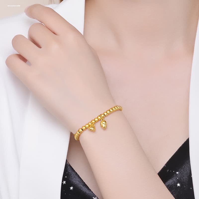 ゴールドアクセサリー レディース 華奢なダブルチェーンブレスレット