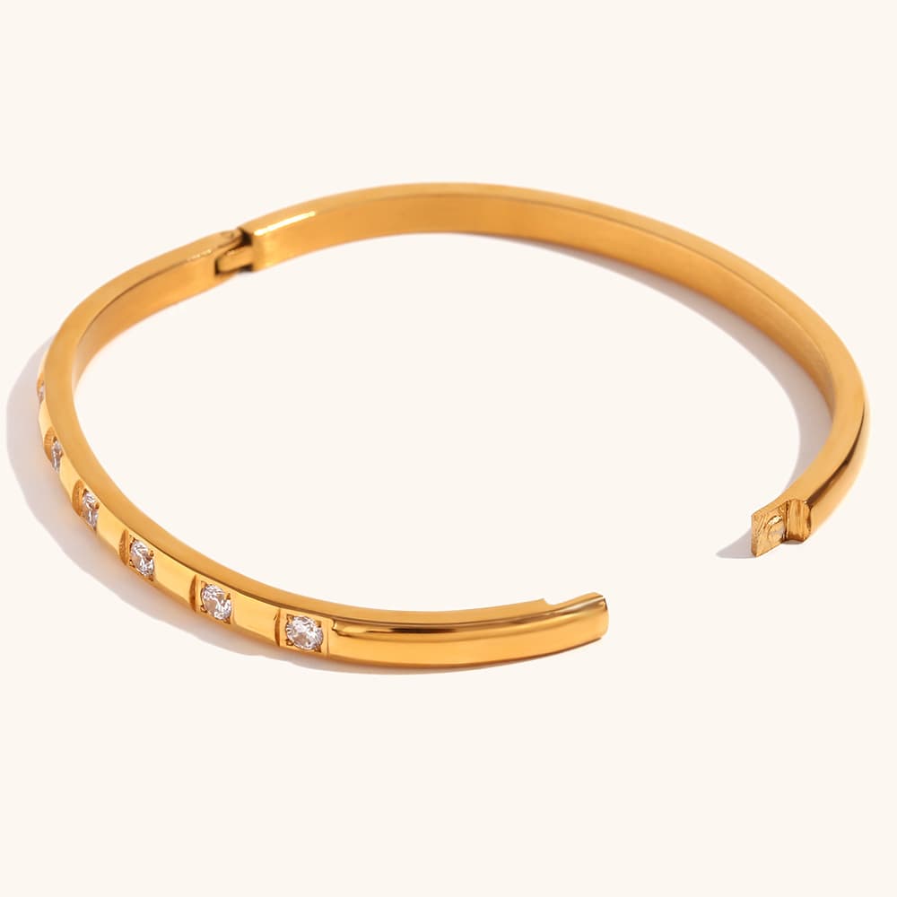 ゴールドアクセサリー バングル ブレスレット ジルコニア ステンレス ジュエリー