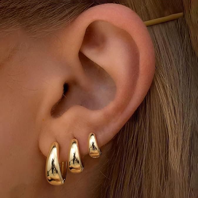 ゴールドアクセサリー レディース 輝きのしずく フープピアス