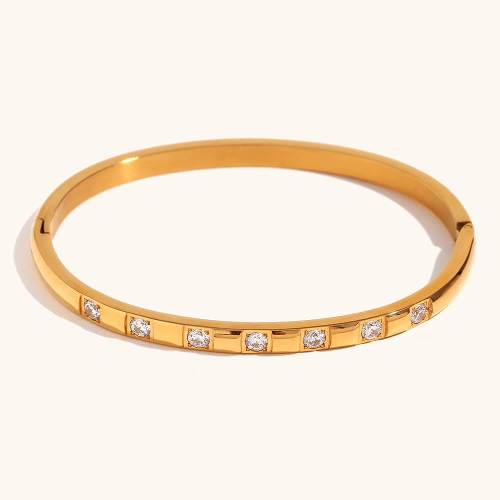 ゴールドアクセサリー バングル ブレスレット ジルコニア ステンレス ジュエリー