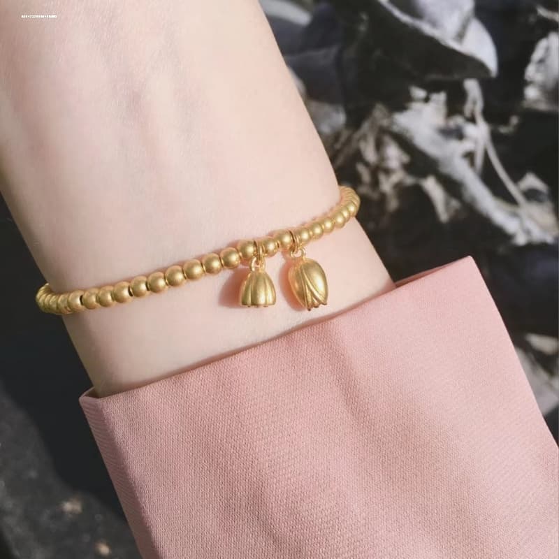 ゴールドアクセサリー レディース 華奢なダブルチェーンブレスレット