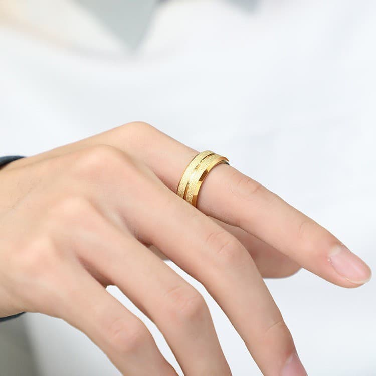 ゴールドアクセサリー メンズ クラシック艶消し加工デザインリング