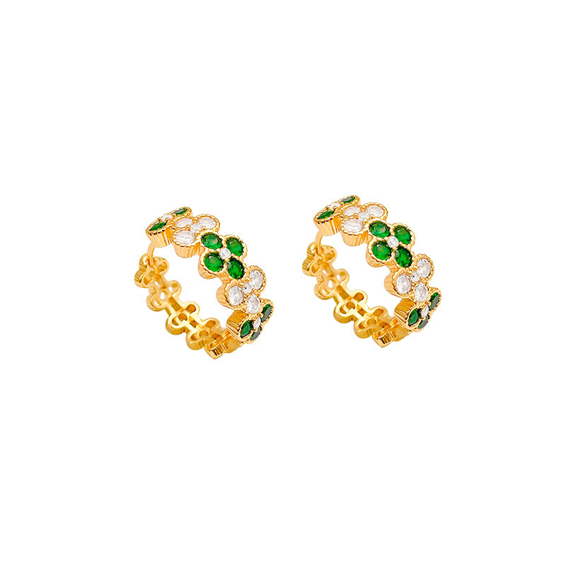 ゴールドアクセサリー レディース 華やか花模様 宝石ピアス